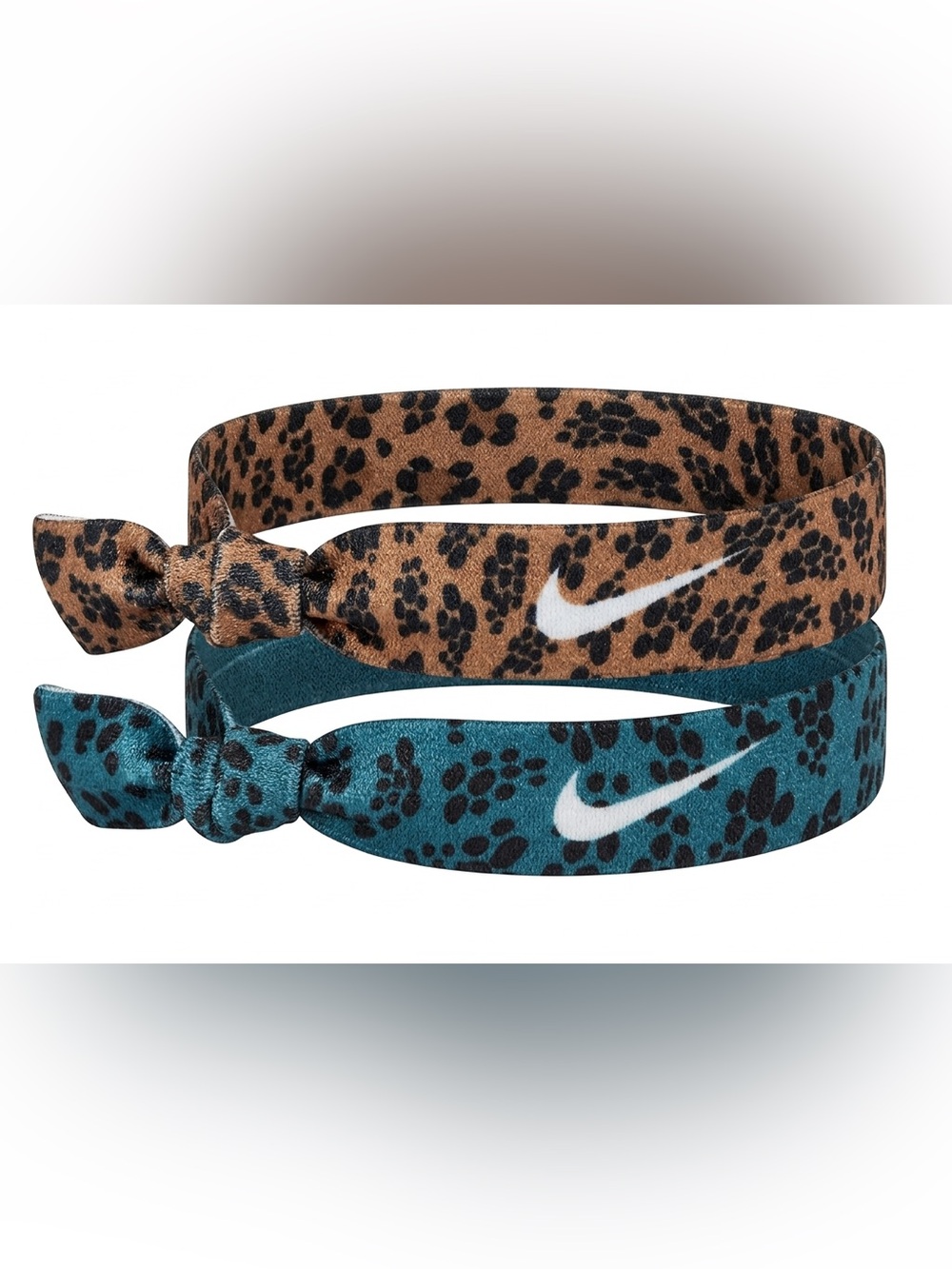 Nike Leopard Print Stretch Headbands - Brown & Teal (2 Pack)